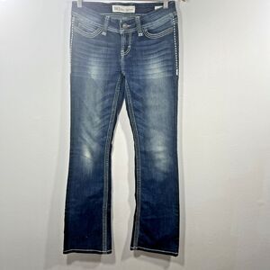 BKE Jeans Womens 27R Blue Addison Boot Cut Mid Rise Embellished Western Cowgirl